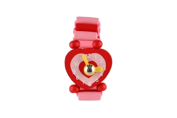 Træ armbåndsure 7cm mix af typer/farver med stativ