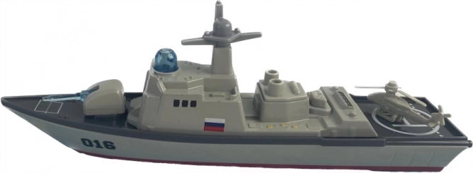 Slagskrydser med lys- og lydeffekter – metalmodel af skib