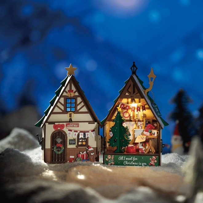 Miniature julehus der lyser