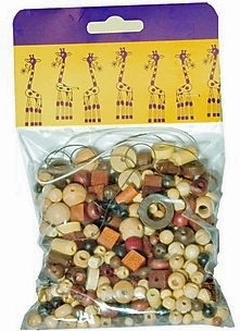 Detoa mix af brun-naturlige træperler 110 g