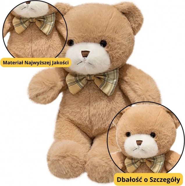 Beige plysbjørn med butterfly 25 cm