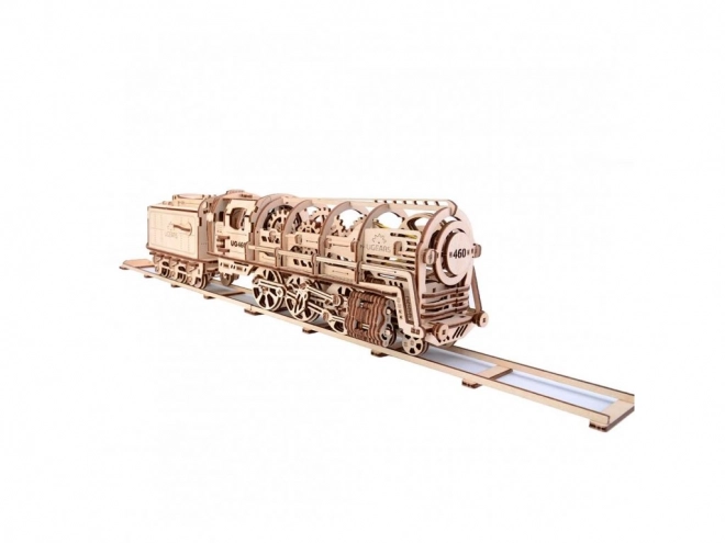 Mekanisk trpuslespil i træ UGEARS - Damplokomotiv med tender