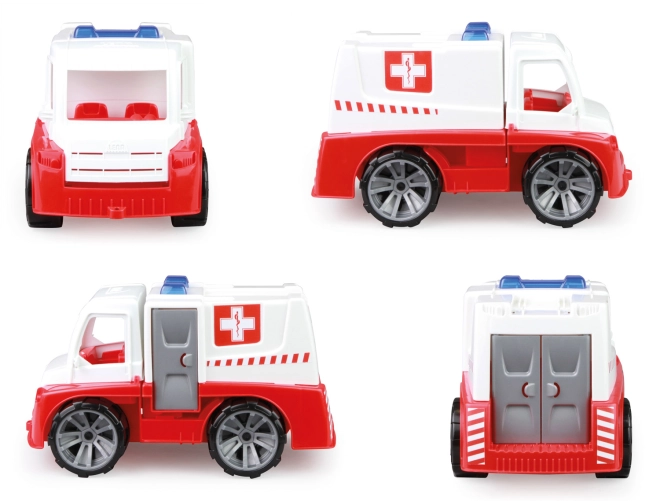 Mekanisk fungerende ambulance med åbningsbare elementer