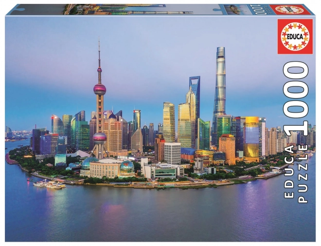 Educa Puzzle Panorama Shanghai ved solnedgang 1000 brikker