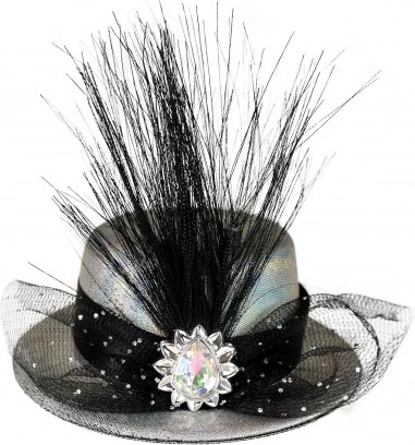 Elegant sølvfarvet mini-hat med pynt