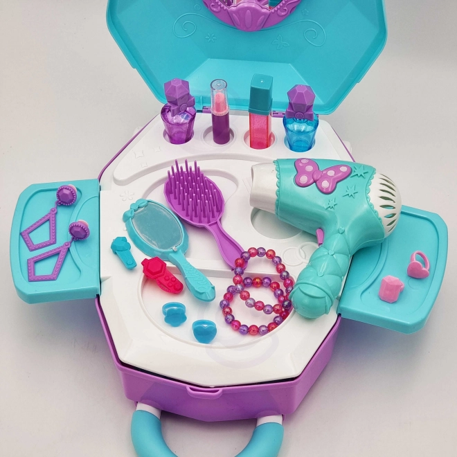 Toiletbord til piger 2-i-1 Smuk salon WOOPIE i kuffert