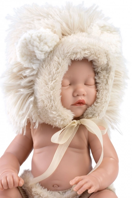 Llorens nyfødte realistiske babydukke - sovende pige med helkrop i vinyl - 31 cm