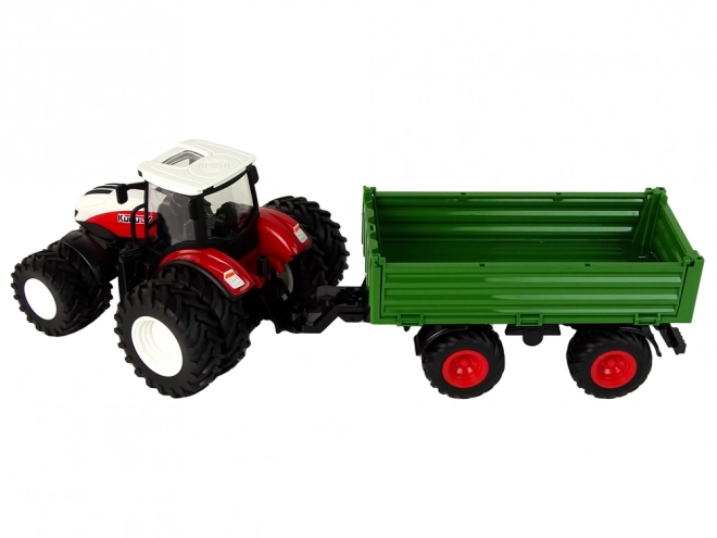 Fjernstyret traktor med anhænger 1:24 rødgrøn