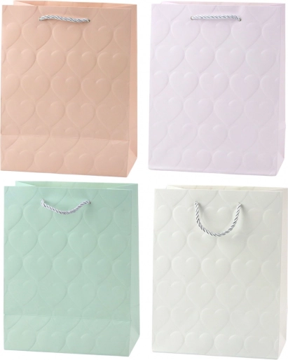 Elegant gavepose med præget hjerter 23 x 18 x 10,5 cm