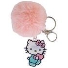 Nøglering med fluffig pompon Hello Kitty