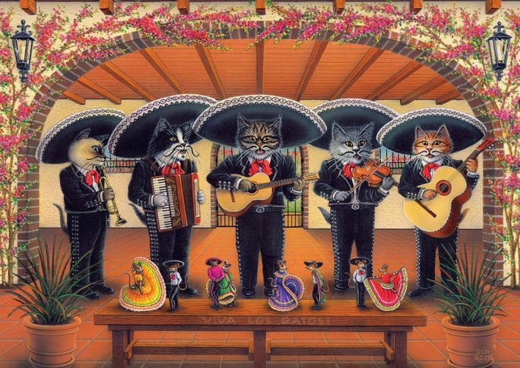 Art Puzzle katte-flamenco-gruppe 500 brikker
