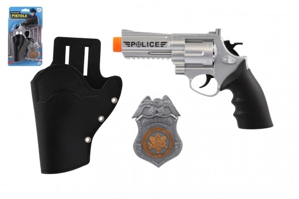 Politiserie til børn: revolver med hylster og badge