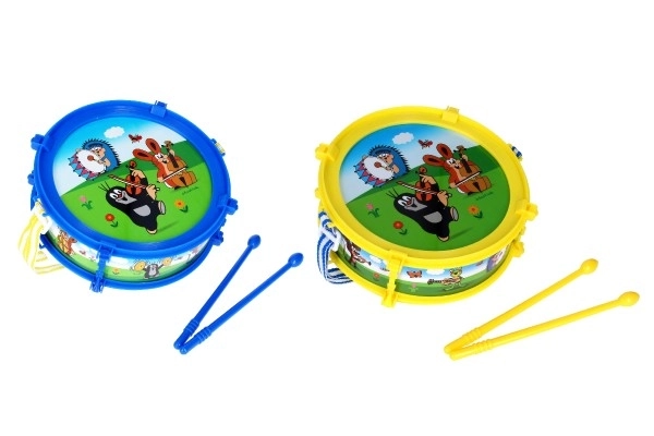 Krtek/Krtečkův tromme plast 20 cm + 2 køller i æske