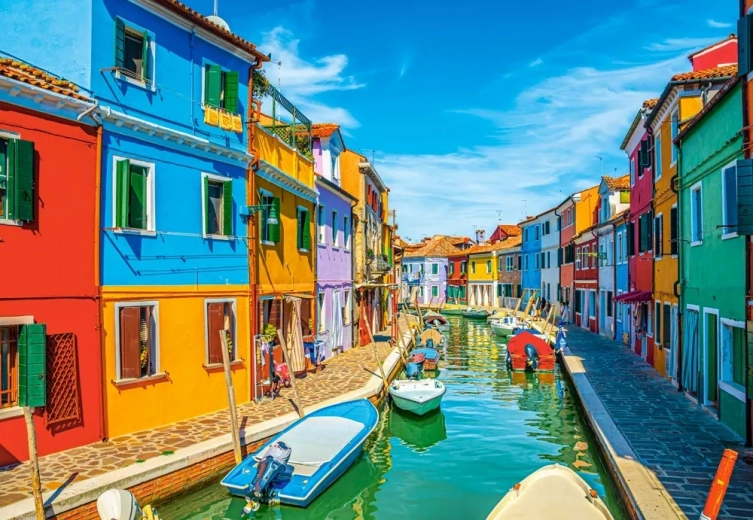 Puslespil 1000 brikker – farverne på øen Burano, Italien