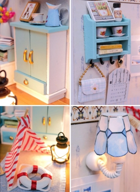 Nitten miniatur huse Brandons værelse