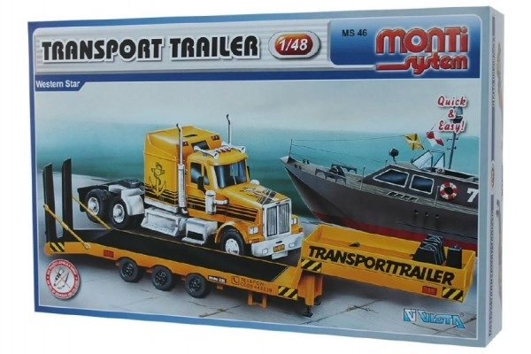 Byggesæt Monti System MS 46 Transport Trailer Western Star 1:48 i kasse 32x20,5x7,5cm
