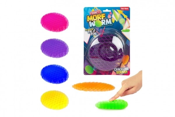 Fidget orm skiftende form antistress plastik 13cm 6 farver på kort