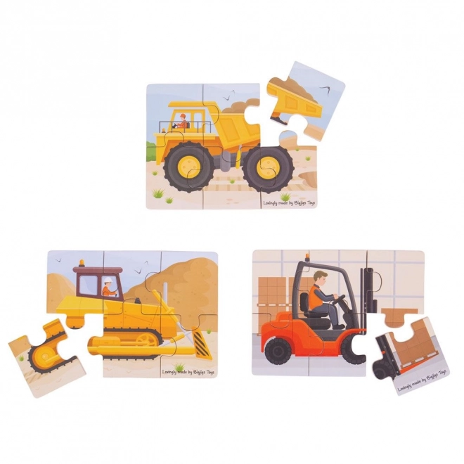 Bigjigs Toys Puslespil 3i1 Byggemaskiner