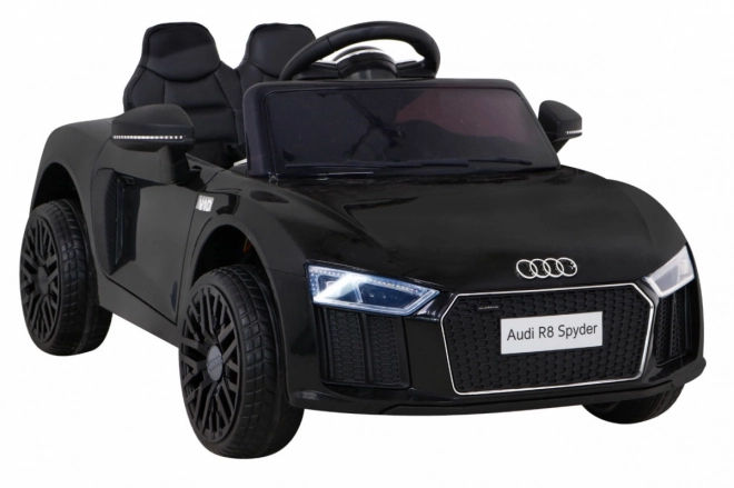 Audi R8 elektrisk legetøjsbil sort med fjernbetjening, EVA hjul, langsom start og MP3 LED