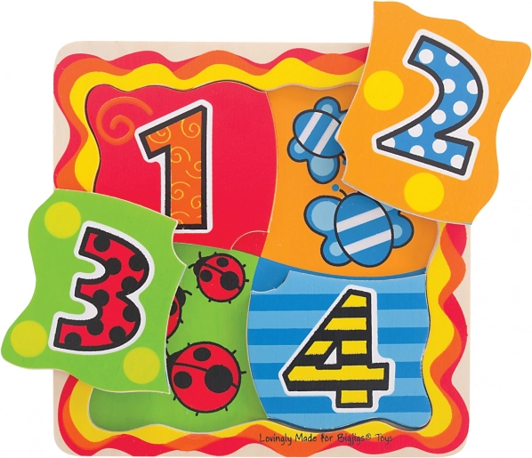 Træpuslespil med tal 1–4 Bigjigs Toys