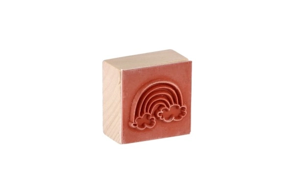Træstempler 5+1 med pude enhjørninger 3x3cm på kort