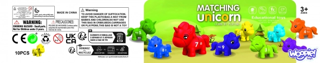 Montessori sæt til læring af tal og farver Enhjørninger