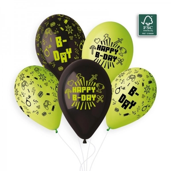 Ballon/Balloner oppustelige med tryk minecraft 13'' diameter 33cm 5stk i pose