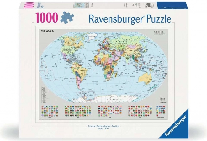 Politisk verdenskort Ravensburger puslespil 1000 brikker