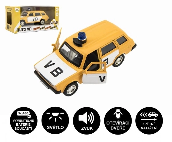 Politi bil VB Lada Combi metal/plast 12 cm med lys og lyd