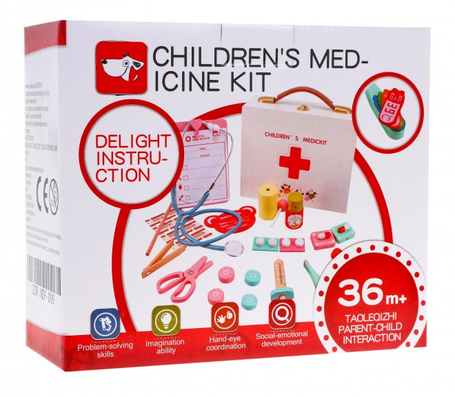 Træ sæt Læge + uddannelsesbrochure + klistermærker "Modig Patient" - 30 dele