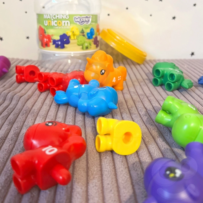 Montessori sæt til læring af tal og farver Enhjørninger