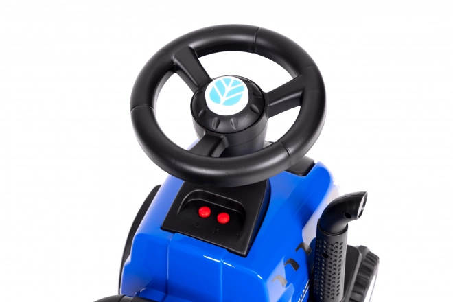 Børnetraktor med anhænger, interaktivt rat, lyde, blå farve
