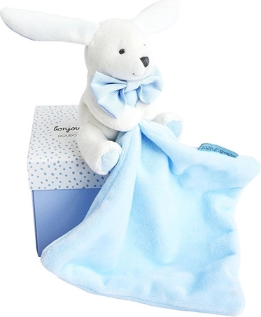 Doudou gavesæt blå – kanin med nusseklud 10 cm