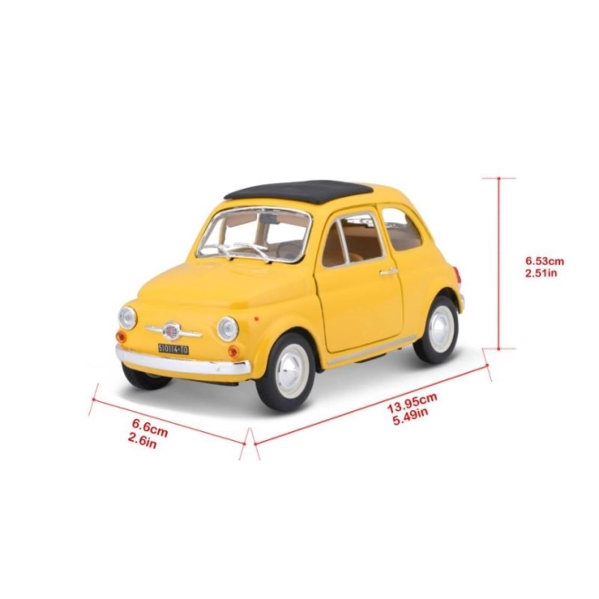 Bburago model bil Fiat 500 F 1965 gul 1:24