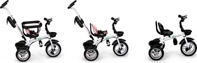 ECOTOYS Trehjulet cykel, Sportsbarnevogn - lyserød