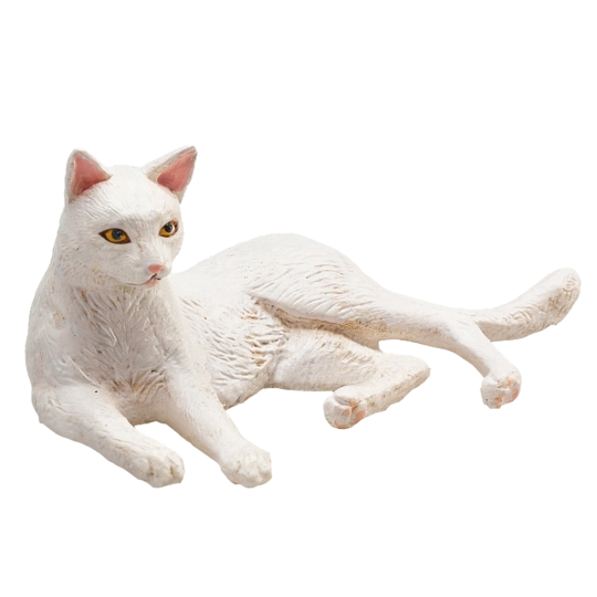 Mojo hvid liggende kat figur