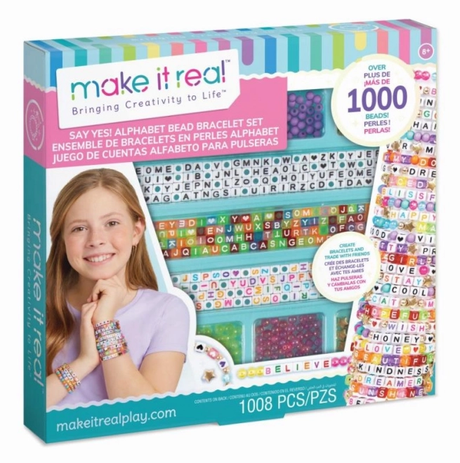 Sæt med alfabetperler. Sig ja!