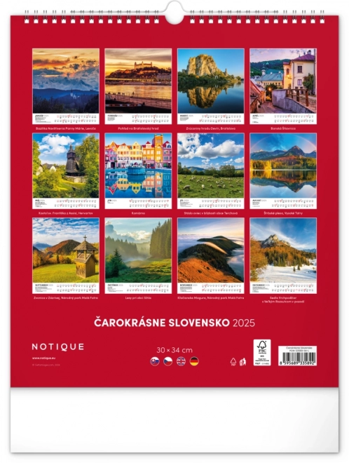 NOTIQUE Vægkalender Smukke Slovakiet 2025, 30 x 34 cm