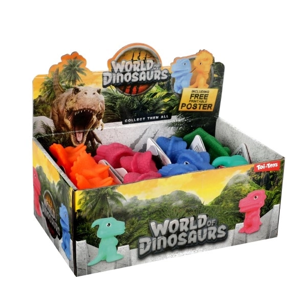Gummi dinosaur 8cm - 5 typer i boks