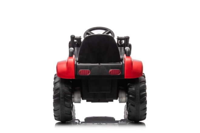 Børnerød traktor med genopladeligt batteri og skovl