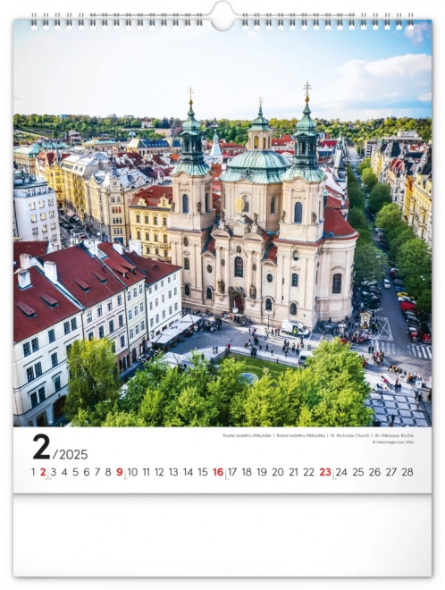 Vægkalender Prag 2025, 30 × 34 cm
