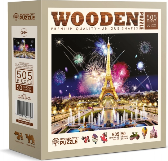 træpuslespil nattens Paris 505 brikker fra WOODEN CITY