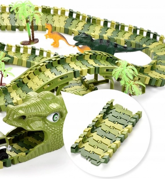 Dinosaur kapløbsbane med bil og figurer