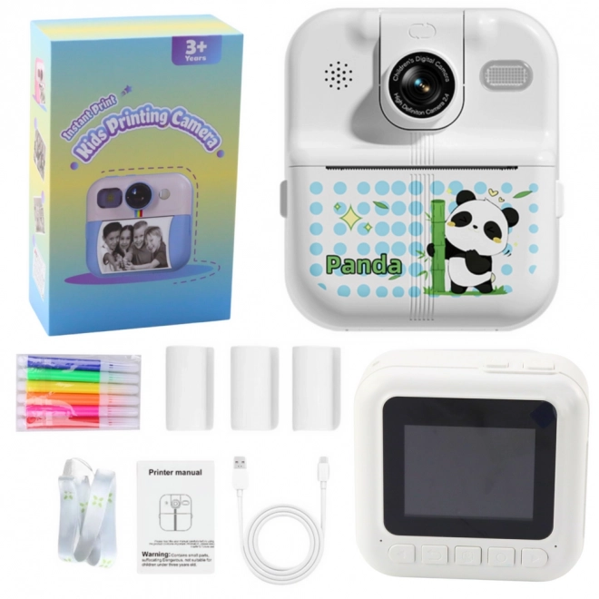 Instant kamera med termisk printer Panda hvid