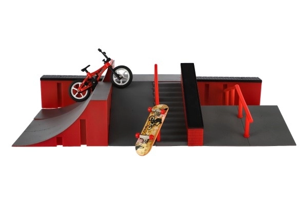 Skatepark - ramper, finger cykel og skateboard