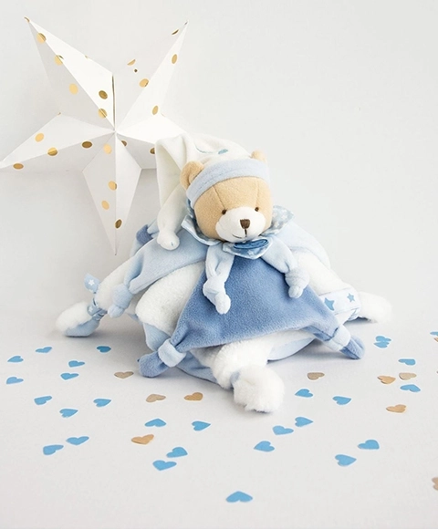 Doudou sæt plys bamse krammeklud med hue