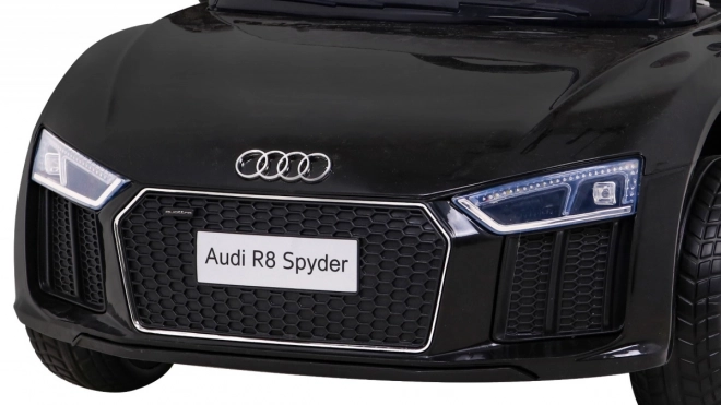 Audi R8 elektrisk legetøjsbil sort med fjernbetjening, EVA hjul, langsom start og MP3 LED