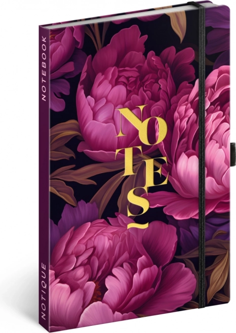 NOTIQUE notesbog Lilla blomster, linjeret