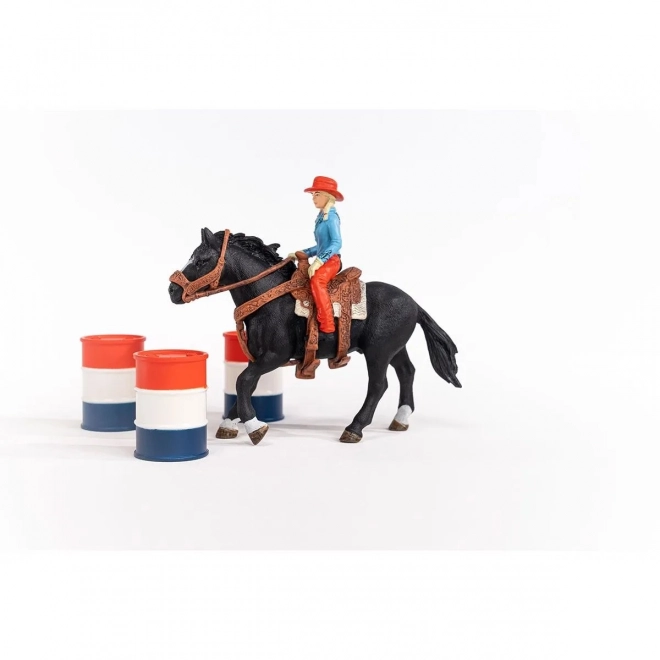 Sæt af figurer Farm World Cowgirl og Løb om Tønden