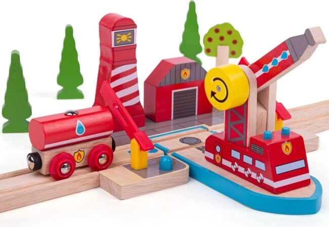 Bigjigs Rail Redningssæt i træ Brandvæsen